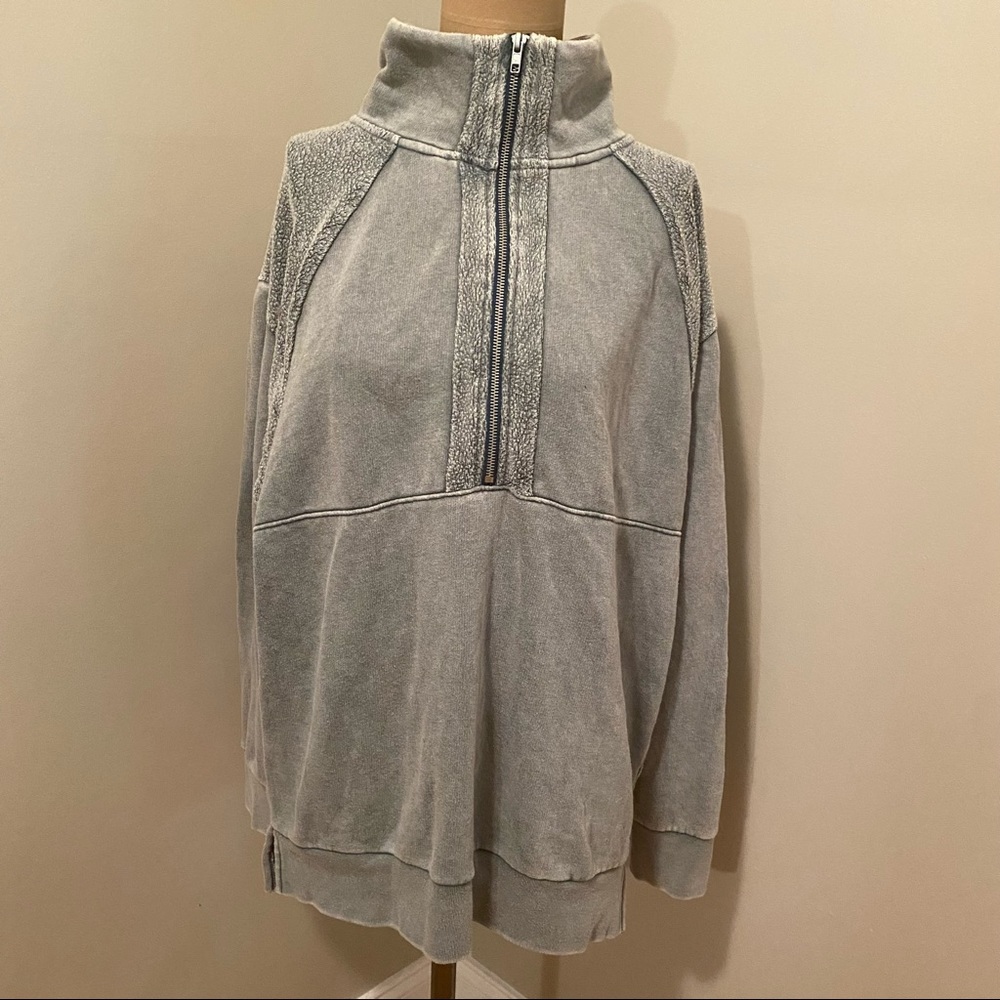 Pink warm cozy half-zip sweatshirt